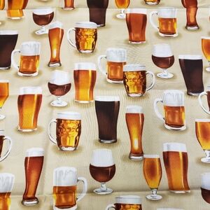Beer Glasses Novelty Fabric 1 Yard Bar Pub Brewery